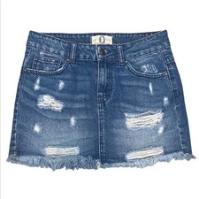 Free People We The Free Distressed Destroyed Blue Denim Jean Mini Skirt 0 Jeans / Denim Skirt price