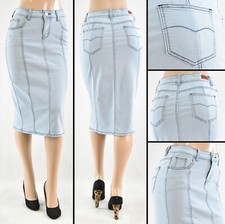 New Women 27" Skirt Stretch Denim no slit pencil Light indigo wash #WG-77105 Jeans / Denim Skirt price