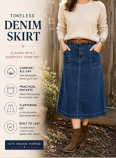 Women's Modest Blue Denim Jean Skirt Calf Length No Slit Sizes 2-12 Jeans / Denim Skirt price