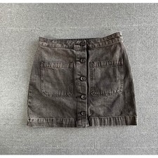 We The Free Free People Black Denim Mini Skirt Button Front High Rise Size 26 Jeans / Denim Skirt price