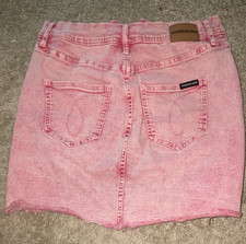 Calvin Klein Jeans Pink Solid Denim Mini Skirt Short Button Logo Accents 29 Jeans / Denim Skirt price