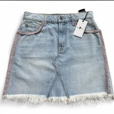 Women's 7 for All Mankind Women's Denim Skirt Size 25 Light Wash Size 2-4 NWT Jeans / Denim Skirt price