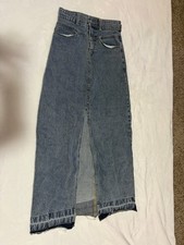 Princess Polly High Rise Blue Long Denim Skirt Front Slit Pockets Cotton 2 Jeans / Denim Skirt price