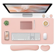 31.5x15.7 inch Pink Leather Desk Pad Set with Keyboard Mouse Wrist Rest Desk Pad Set price