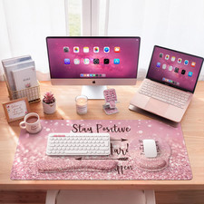 Mouse Pad,Large Pink Desk Mat Set, 4In1 XXL Mousepad + Keyboard Wrist Rest+Mouse Desk Pad Set price