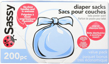 Sassy Baby Disposable Diaper Sacks, 200 Count, 200 Count (Pack of 1), Blue Diaper Disposal Bags price