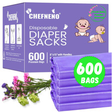 Baby Diaper Disposal Sacks w/ Handles (600 Count) Fresh Baby Powder Scented Bags Diaper Disposal Bags price