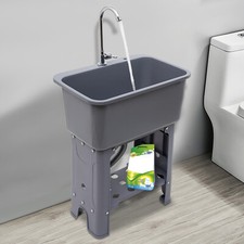 Utility Sink Laundry Freestanding Sink w/Faucet Washboard & Drain 1-Compartment Sink price