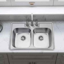 33'' x 22'' Drop In Stainless Steel Kitchen Sink, Top Mounted Deep Sink Double Sink price