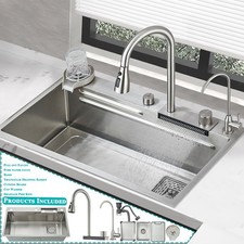 Flying Rain Stainles Steel Waterfall Kitchen Sink w PullDown Faucet Gray31.5INCH Sink price