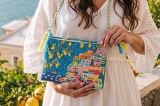 Antica Sartoria 2026 Positano Beaded Clutch Bag Gorgeous Blue Green White Nwt Clutch Bag price