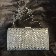 Docacan Silver Rhinestone Chevron Evening Clutch with Chain Shoulder Strap Clutch Bag price