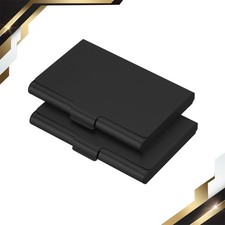 2 x Business Card Holder Aluminum Metal Card Case Professional Pocket Black Business Card Holder price