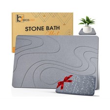 Brosunit Stone Bath Mat, Super Absorbent Quick Dry Non-Slip Mat, 23.5x15.7" Gray Bathroom Rug price