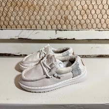Hey Dude Shoes Wally Toddler Break Stitch White Canvas Slip On Loafers Size 6K Baby Shoes price
