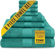 8 PIECES GREEN TOWEL GIFT SET (2 BATH, 2 HAND, 4 WASHCLOTH TOWELS ) 100% COTTON Bath Towel price