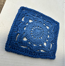 Handmade Crochet Blue Square Floral Coaster 8 x 8 in, Yarn, 1pc Coaster price
