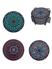 Mandala Drink Coasters with Holder 6 Set Ceramic Boho Coaster Drinks Absorbent Coaster price