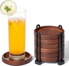 Set of 6 Wooden Coasters With Holder - Coffee Table Coasters for Drinks, Modern Coaster price