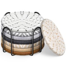 Cotton Drink Coasters Set of 8 with Holder – Absorbent Woven Fabric Coasters Coaster price