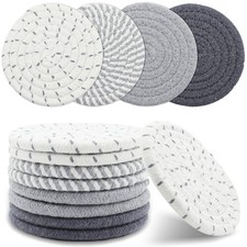8 Pcs Drink Coasters, Minimalist Cotton Woven Coaster Set, 4 Colors Absorbent Co Coaster price
