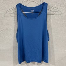 Athletic Works Tank Top Girls Large Plus Blue Racerback Sleeveless Athletic Gym Girls' Tank Top price