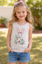 Cat & Jack Tank Top Girls Size Medium 7/8 Kangaroo Flowers Oatmeal Tan EUC Girls' Tank Top price