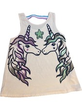 Unicorn Sleeveless Tank Top Girls Size Medium White And Pink Girls' Tank Top price