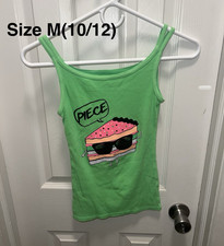 Total Girl Girls M (10/12) Green Cake Graphic “Piece of Cake”Sleeveless Tank Girls' Tank Top price
