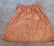 Girl's Size 11/12 Pleather Skirt Brown With Buttons Girls' Skirt price