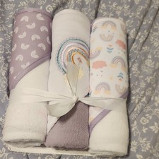 New Beginnings 3-Pack Baby Hooded Towels Set 28 x 28 Rainbow White/Purple Baby Towel price