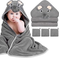 4 Pcs Baby Towels and Washcloths Set, 1 Pcs Animal Hooded Baby Towels & 3 Pcs Baby Towel price