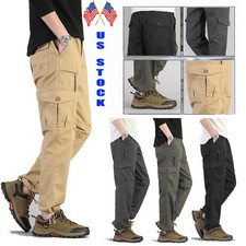 US Men's Cotton Cargo Pants Relaxed Fit Work Outdoor Utility Multi-Pocket Casual Pants (Outdoor) price