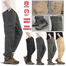 US Mens Cargo Pants Cotton Work Pants Elastic Waist Tactical Outdoor Combat XL Pants (Outdoor) price