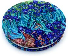 Pocket Mirror for Women Small Travel Mirror Magnifying Van Gogh Irises Flower Pu Makeup Mirror price