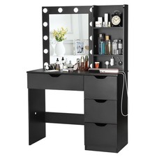 Modern Vanity Makeup Desk with Vanity Mirror, Built-in Lights, 4 Drawers, Cry... Makeup Mirror price