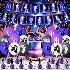 New Michael Jackson Birthday Party Decor Banner Balloons Cupcake Topper Supplies Birthday & Party price