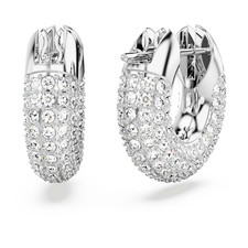 Brand New Swarovski Dextera Hoop Earrings Small White Tone Accessories 5618306 Swarovski Earrings price