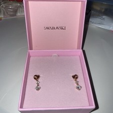 Swarovski Rose Gold Plated Heart Drop Stud Earrings, Clear Crystal, Butterfly Swarovski Earrings price