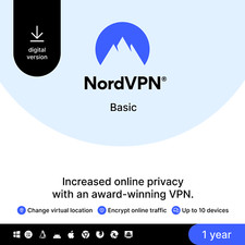NordVPN Basic, 10 Devices, 1-Year, Premium VPN Software, Digital Code Antivirus Software price