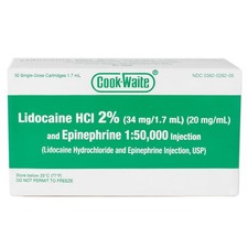 Cook-Waite Red 50 cartridges w/Epinephrine 1:100,000 HCl 2% Injectable Anest Cartridges price