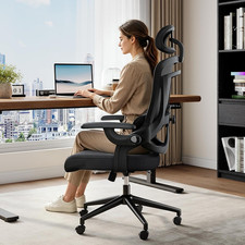 Ergonomic Executive Desk Chair with 2D Headrest & Lumbar Support, Black Executive Chair price