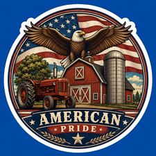 3 Inch  American Pride Farm Sticker Patriotic Eagle Barn Tractor USA Vinyl Decal Fridge Sticker price