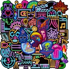 50pcs Waterproof Vinyl Stickers Variety Neon Style Luggage Phone Laptop Fridge Fridge Sticker price