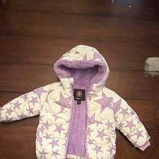SwissTech Girls 2T Purple/White Star Hooded Puffer Jacket Full Zip Lined Baby Coat price