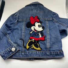 Baby Gap Disney 2T Denim Jean Jacket Embroidered Minnie Mouse Button Front Baby Coat price