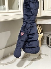 GUESS 12M Navy Hooded Puffer Jacket Full Zip Logo Polyester Fall/Winter Baby Coat price