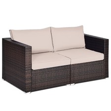 Patiojoy 2-Piece Patio Wicker Corner Sofa Set Rattan Loveseat with Removable Corner Sofa / Set price