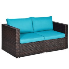 Patiojoy 2-Piece Patio Wicker Corner Sofa Set Rattan Loveseat with Removable Corner Sofa / Set price