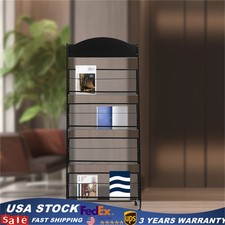 4-Tier Metal Wheeled Magazine Rack Newspaper Brochure Storage Display Stand Magazine Rack / Newspaper Rack price